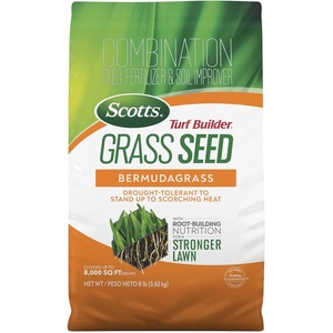 image:imageScotts Turf Builder Grass Seed Bermudagrass  Lawn Seed with Grass Fertilizer and Soil Improver DroughtTolerant Covers up to 8000 sq ft 8 lb8 lb