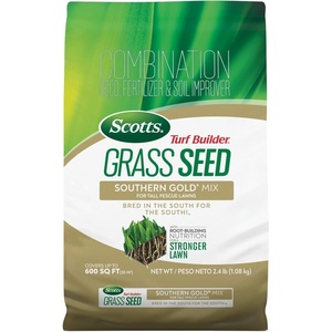 image:imageScotts Turf Builder Grass Seed Southern Gold Mix for Tall Fescue Lawns  Tall Fescue Grass Seed Plus Lawn Fertilizer and Soil Improver Covers Up to 1400 sq ft 56 lb24 lb