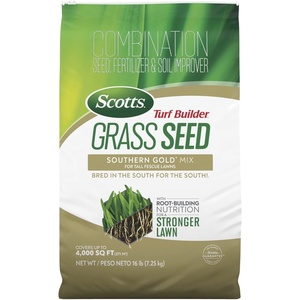image:imageScotts Turf Builder Grass Seed Southern Gold Mix for Tall Fescue Lawns  Tall Fescue Grass Seed Plus Lawn Fertilizer and Soil Improver Covers Up to 1400 sq ft 56 lb16 lb