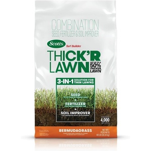 image:imageScotts Turf Builder ThickR Lawn Bermudagrass  Covers 1200 sq ft Combination Seed Fertilizer and Soil Improver Fill and Repair Gaps in Thin Lawns and Enhance Root Development 12 lb40 lb