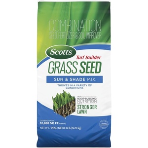 image:imageScotts Turf Builder Grass Seed Sun and Shade Mix  Grass Seed Plus Lawn Fertilizer and Soil Improver Covers Up to 2240 sq ft 56 lb32 lb