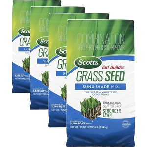 image:imageScotts Turf Builder Grass Seed Sun and Shade Mix  Grass Seed Plus Lawn Fertilizer and Soil Improver Covers Up to 2240 sq ft 56 lb56 lb Pack of 4