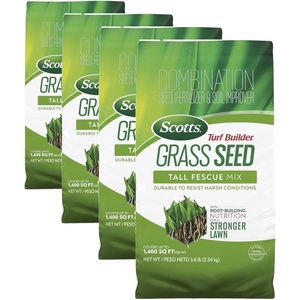 image:imageScotts Turf Builder Grass Seed Tall Fescue Mix  Durable to Resist Harsh Conditions Lawn Seed Grass Fertilizer amp Soil Improver Covers up to 1400 sq ft 56 lb56 lb Pack of 4
