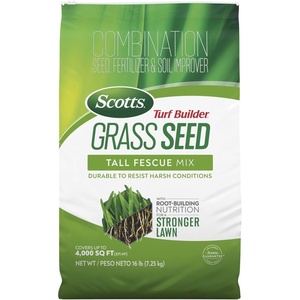 image:imageScotts Turf Builder Grass Seed Tall Fescue Mix  Durable to Resist Harsh Conditions Lawn Seed Grass Fertilizer amp Soil Improver Covers up to 1400 sq ft 56 lb16 lb