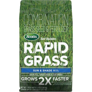 image:imageScotts Turf Builder Rapid Grass Sun and Shade Mix  Combination Grass Seed amp Lawn Fertilizer Covers Up to 2800 sq ft 56 lb24 lb