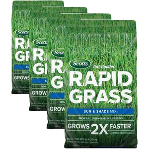 image:imageScotts Turf Builder Rapid Grass Sun and Shade Mix  Combination Grass Seed amp Lawn Fertilizer Covers Up to 2800 sq ft 56 lb56 lb Pack of 4