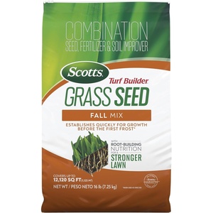 image:imageScotts Turf Builder Grass Seed Fall Mix Grass Seed Plus Lawn Fertilizer and Soil Improver Covers Up to 1815 sq ft 24 lb16 lb