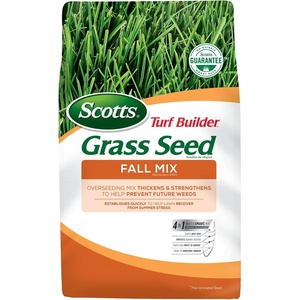 image:imageScotts Turf Builder Grass Seed Fall Mix Grass Seed Plus Lawn Fertilizer and Soil Improver Covers Up to 1815 sq ft 24 lb3 lb