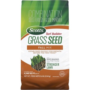 image:imageScotts Turf Builder Grass Seed Fall Mix Grass Seed Plus Lawn Fertilizer and Soil Improver Covers Up to 1815 sq ft 24 lb56 lb