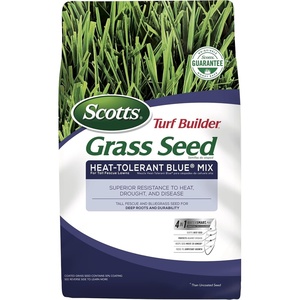 image:imageScotts Turf Builder Grass Seed HeatTolerant Blue Mix for Tall Fescue Lawns  Grass Seed Plus Lawn Fertilizer and Soil Improver Covers Up to 1400 sq ft 56 lb20 lb