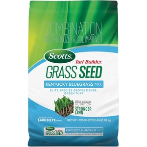 image:imageScotts Turf Builder Grass Seed Kentucky Bluegrass Mix  Grass Seed Plus Lawn Fertilizer and Soil Improver Grows Dense Green Turf Covers Up to 3730 sq ft 56 lb24 lb