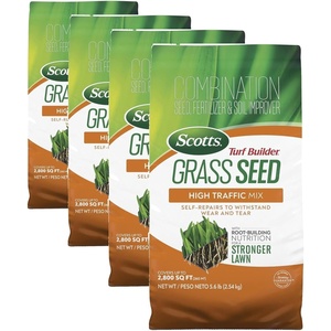 image:imageScotts Turf Builder Grass Seed High Traffic Mix  Grass Seed Plus Lawn Fertilizer and Soil Improver SelfRepairs Covers Up to 2800 sq ft 56 lb56 lb Pack of 4