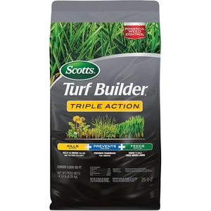 image:imageScotts Turf Builder Triple Action1 Combination Weed Control Weed Preventer and Fertilizer 2502 5000 sq ft 1410 lbs5 000 sq ft
